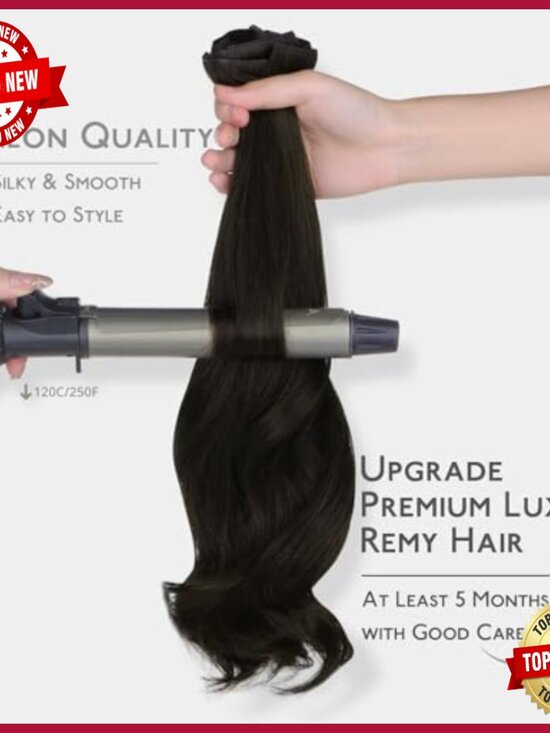 14 Inch Real Human Hair Clip-In Extensions, 130g 9pcs Seamless PU Weft